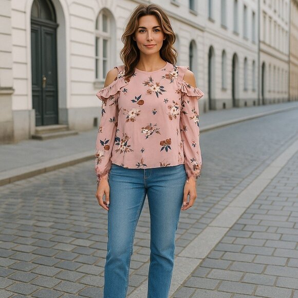 Floral Cold Shoulder Blouse by Forever 21 - Picture 1 of 13